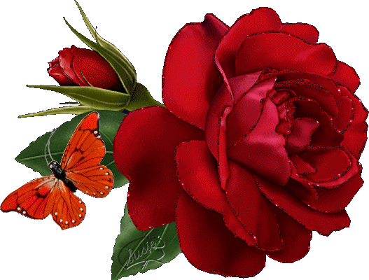 Rose et  papillon scintillants